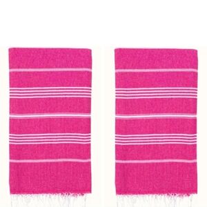 Pink Striped Turkish-Style Bath Towel - Set of 2